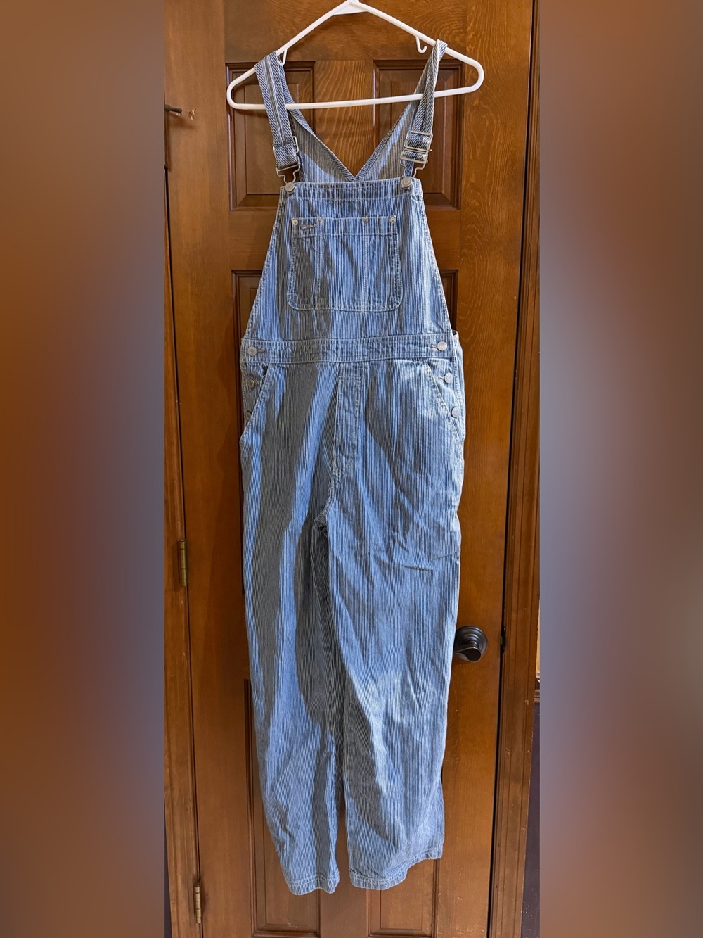 Vintage GAP Hickory Stripe Denim Overalls Women's Size Medium 90s Y2K Bibs